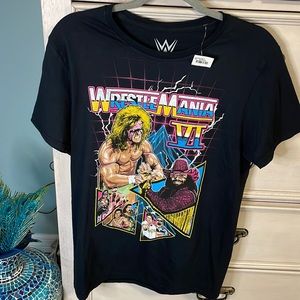 WWE, neon, print canvas, graphic, wrestlemania T-shirt, small new